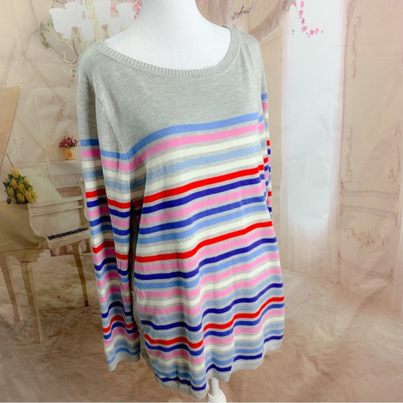 NEW Talbots Striped Side Button down Sweater - Picture 5 of 11